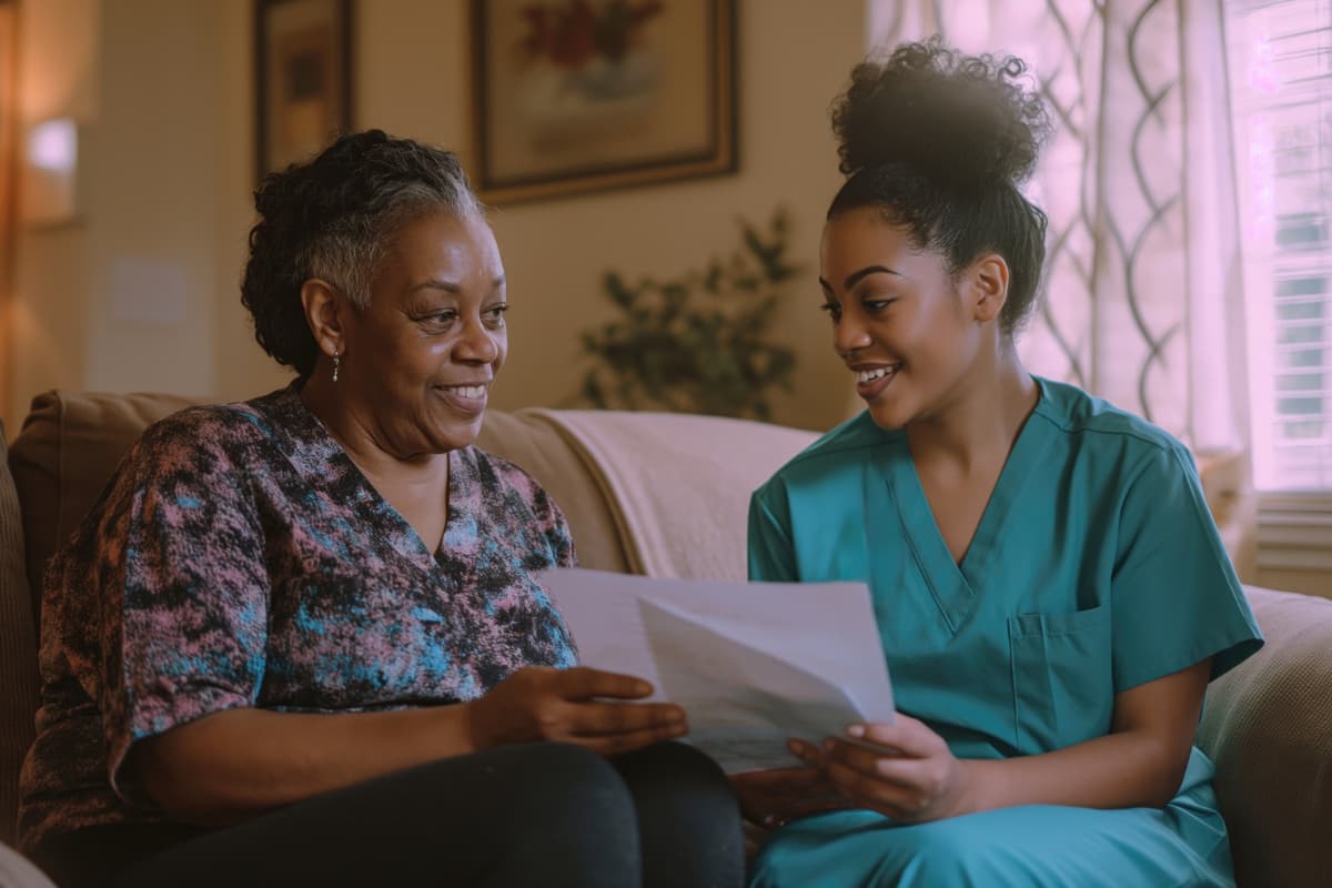 Professional caregiver with senior